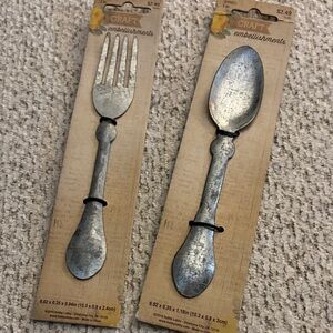 Decorative Silver Fork and Spoon Set